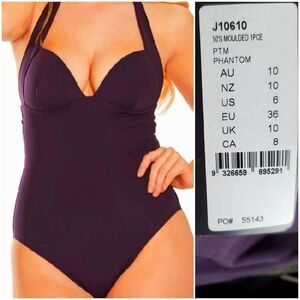 JESSIKA ALLEN JETS phantom size 6 halter swimsuit